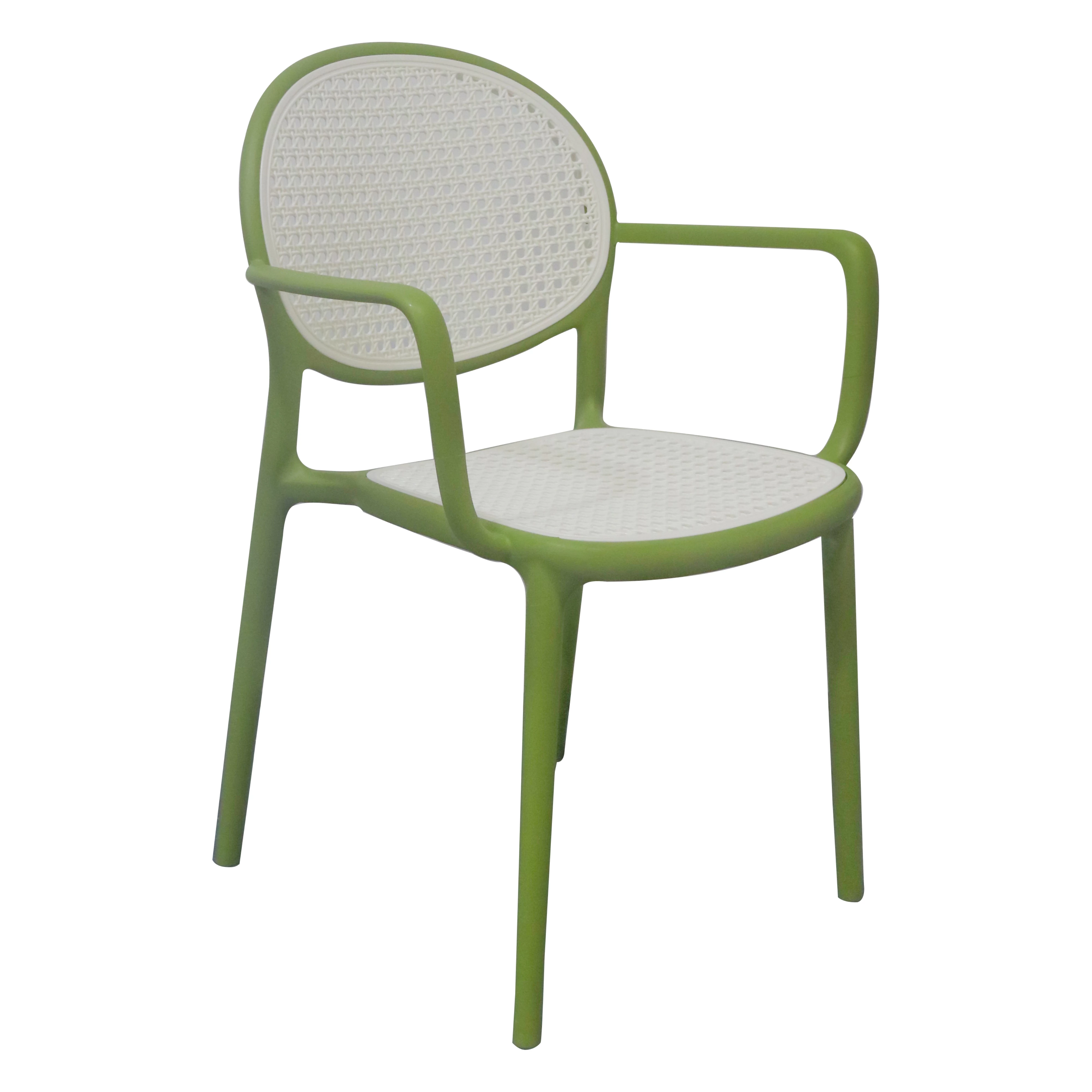 Modern Polypropylene Plastic Armchair with Rattan Design for Outdoor Dining