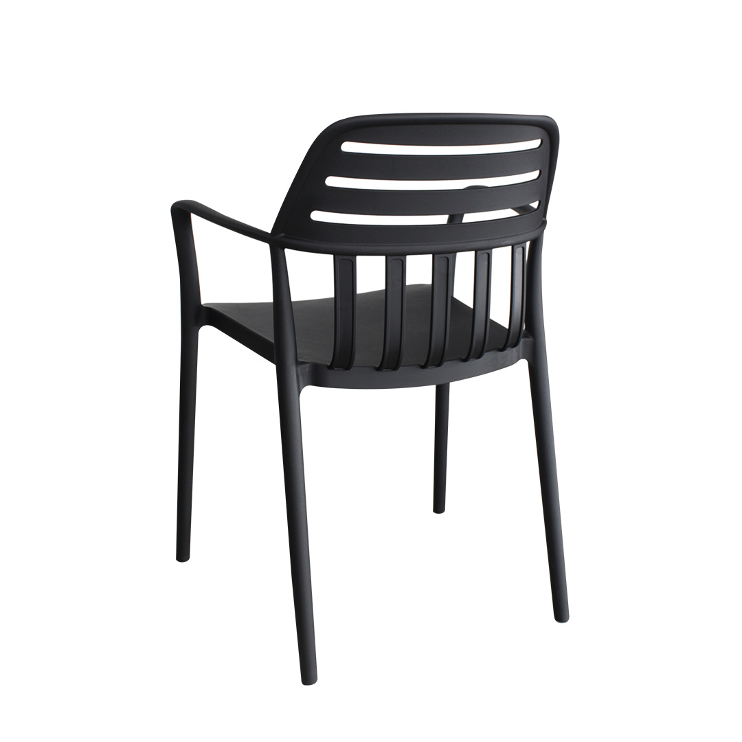 Black Stackable Outdoor Armchair – Weather-Resistant, Commercial-Grade & Space-Efficient