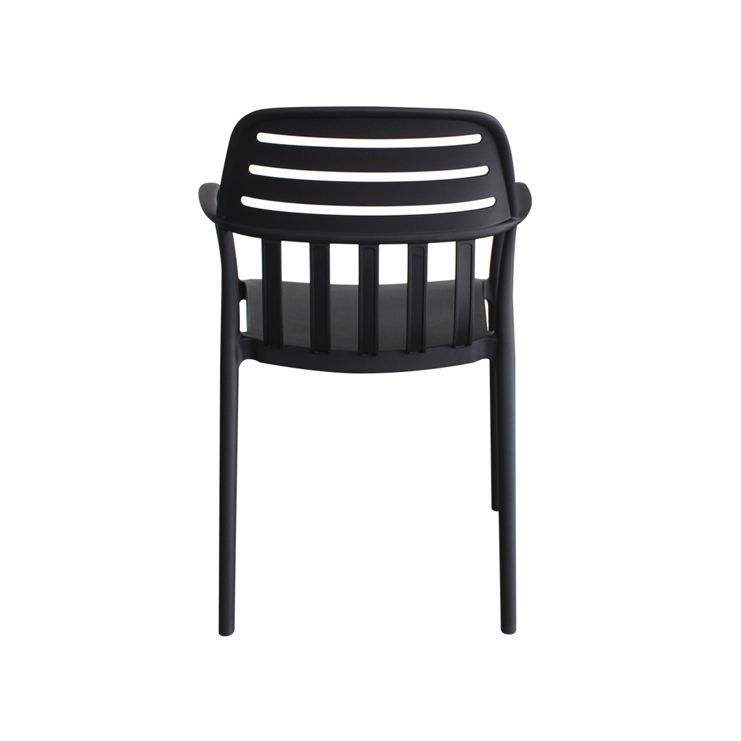 Black Stackable Outdoor Armchair – Weather-Resistant, Commercial-Grade & Space-Efficient