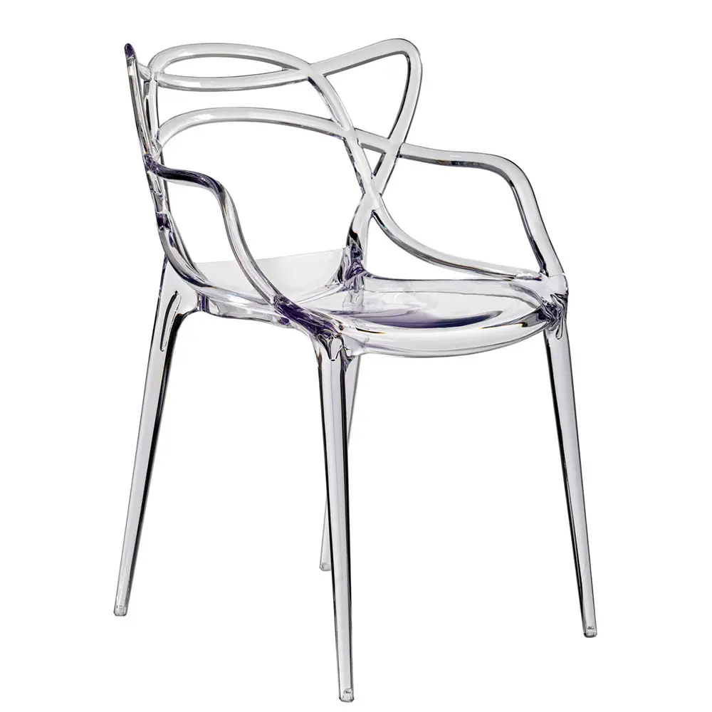 Modern Transparent Acrylic/PC Plastic Dining Armchair - Stackable Ghost Chair for Restaurant, Cafe & Home Use