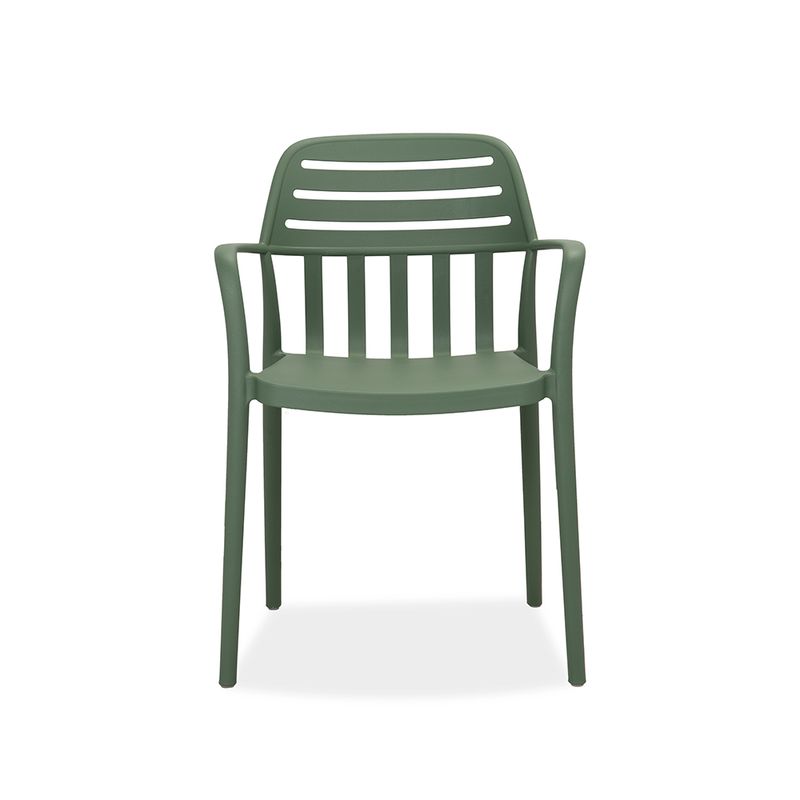 Stackable Green Outdoor Plastic Chair with Armrests