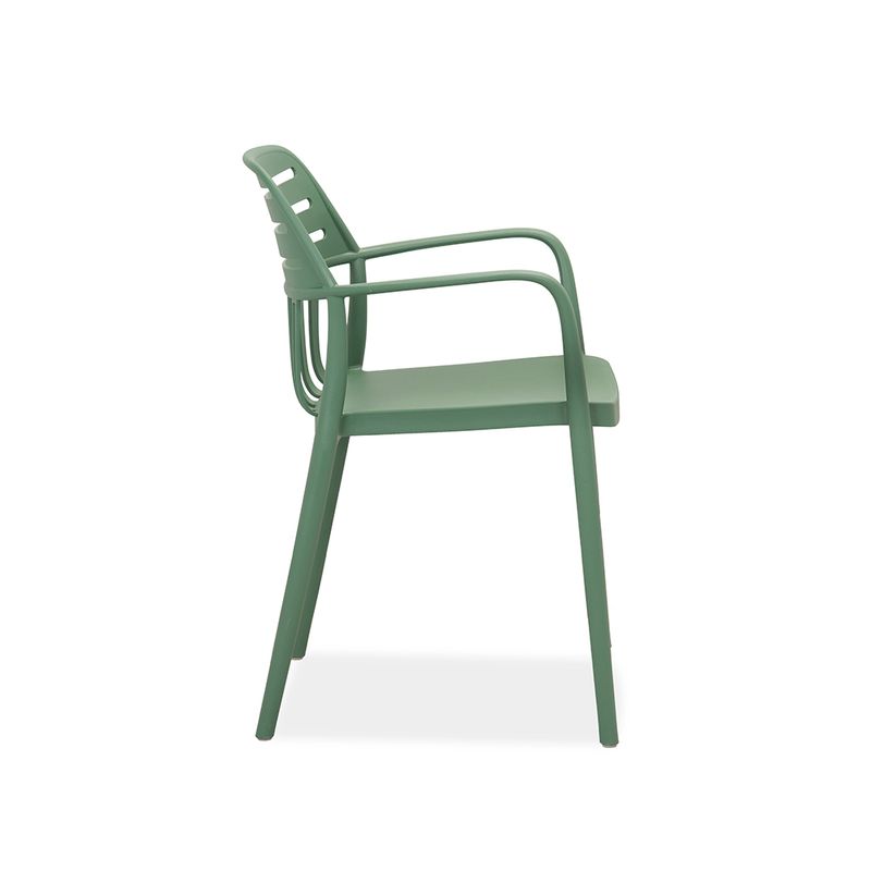 Stackable Green Outdoor Plastic Chair with Armrests