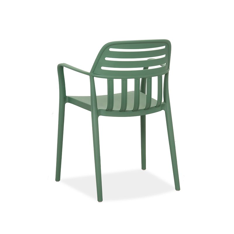 Stackable Green Outdoor Plastic Chair with Armrests