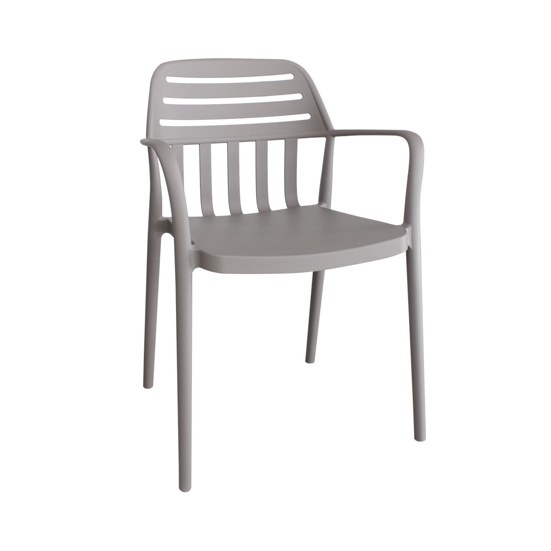 Gray Stackable Outdoor Armchair – Weatherproof, Durable & Space-Saving