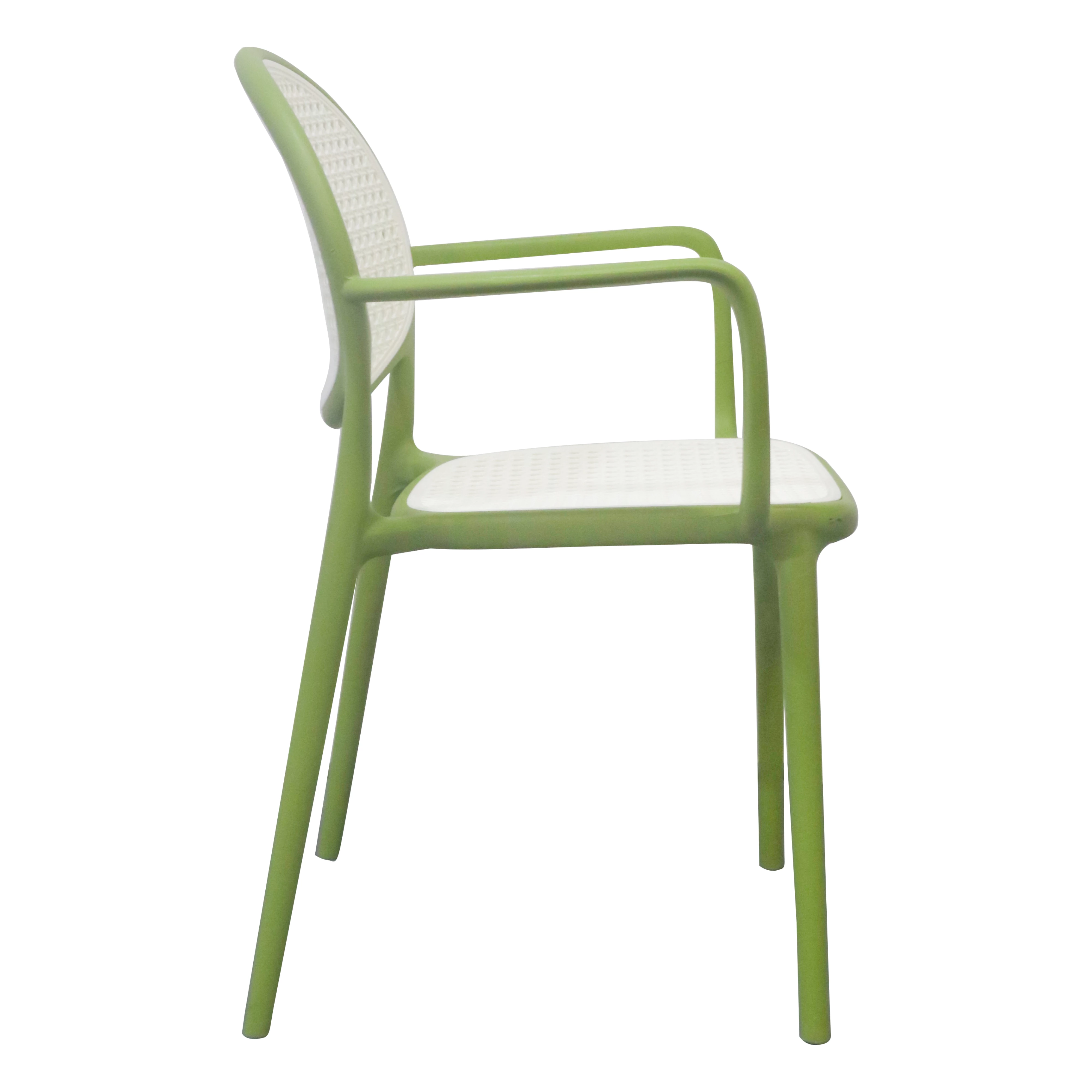 Modern Polypropylene Plastic Armchair with Rattan Design for Outdoor Dining