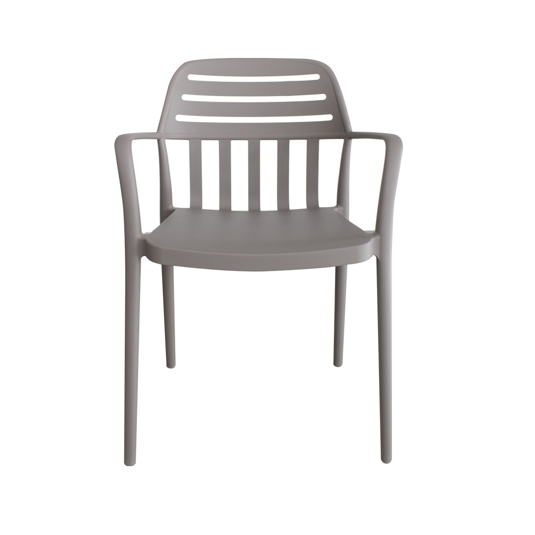 Gray Stackable Outdoor Armchair – Weatherproof, Durable & Space-Saving