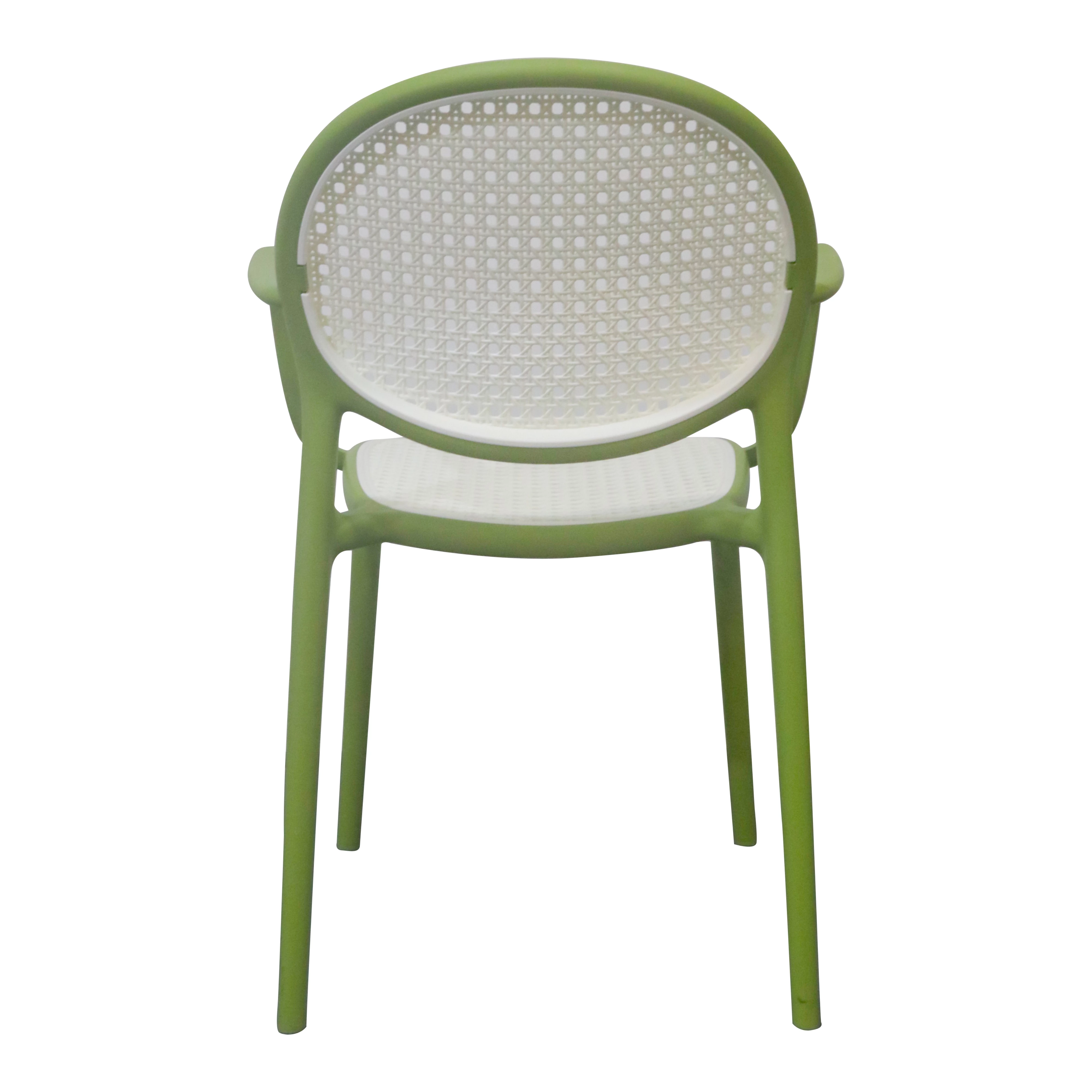 Modern Polypropylene Plastic Armchair with Rattan Design for Outdoor Dining