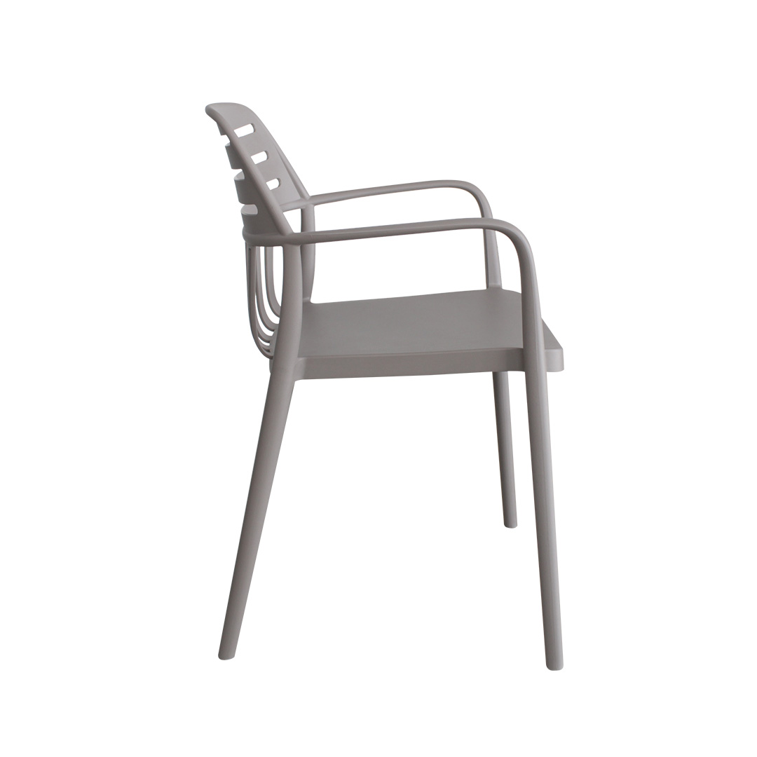 Gray Stackable Outdoor Armchair – Weatherproof, Durable & Space-Saving