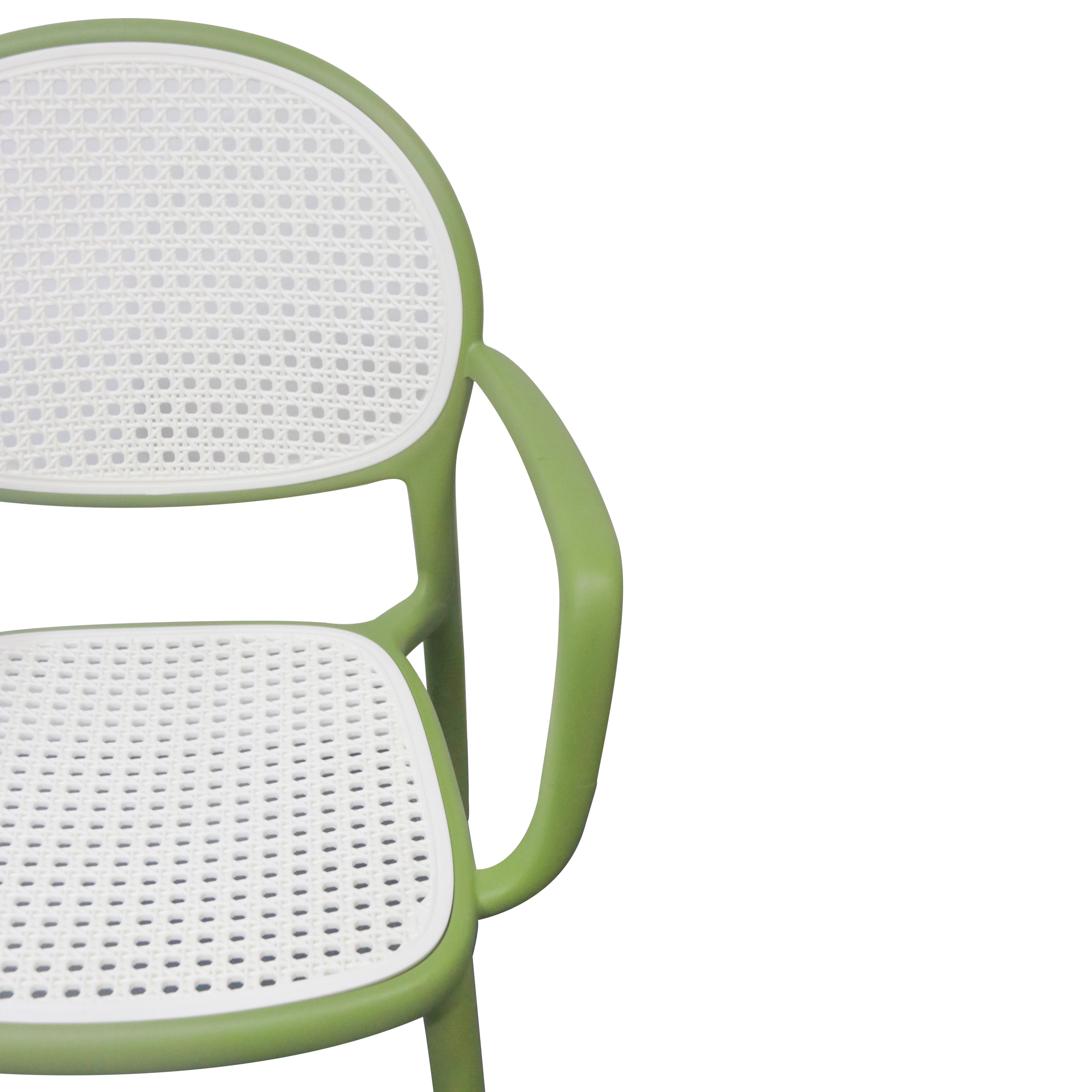 Modern Polypropylene Plastic Armchair with Rattan Design for Outdoor Dining