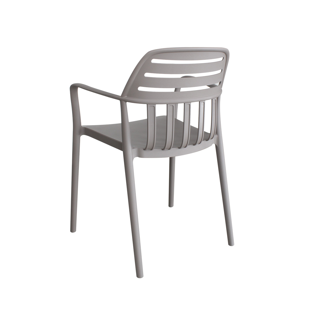 Gray Stackable Outdoor Armchair – Weatherproof, Durable & Space-Saving