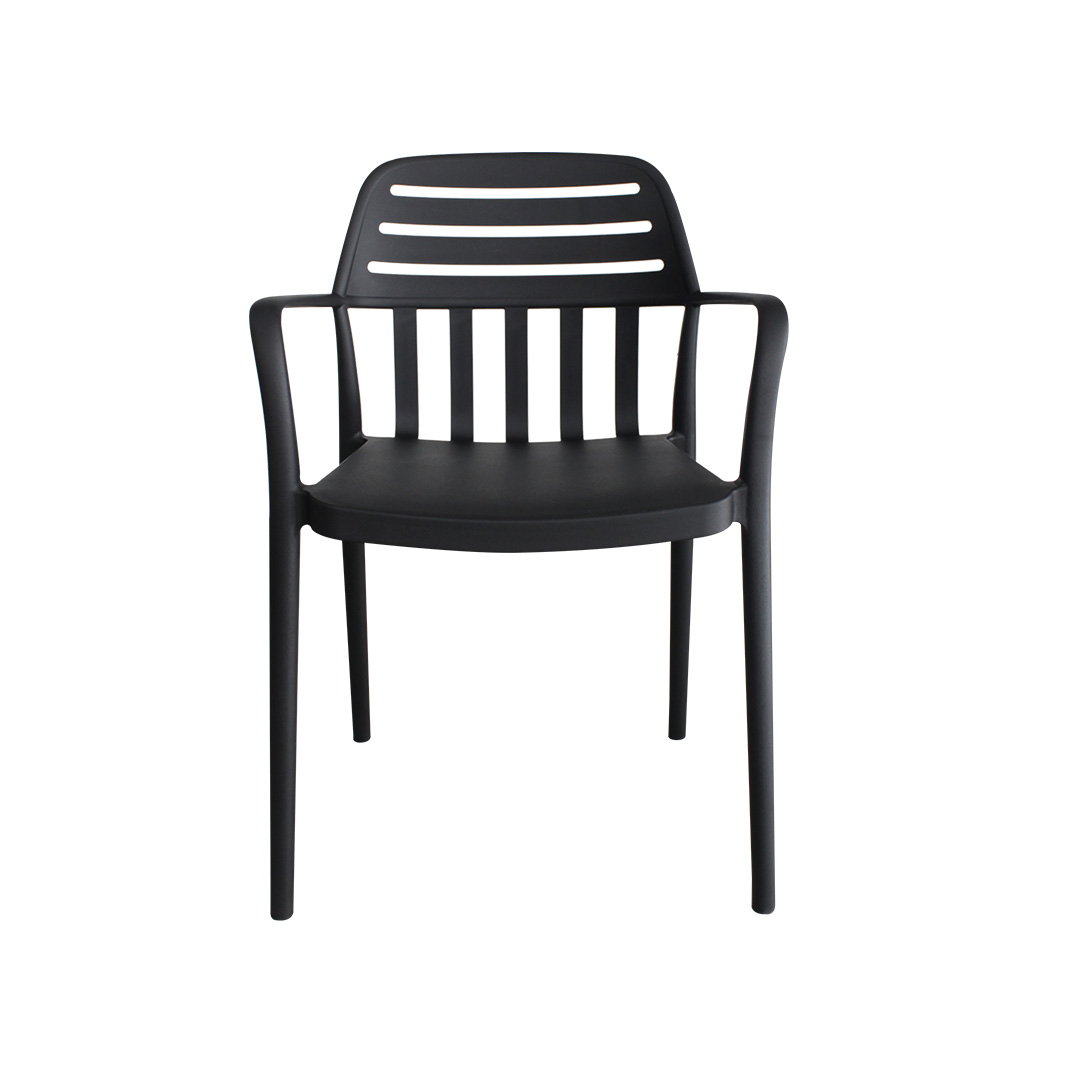 Black Stackable Outdoor Armchair – Weather-Resistant, Commercial-Grade & Space-Efficient