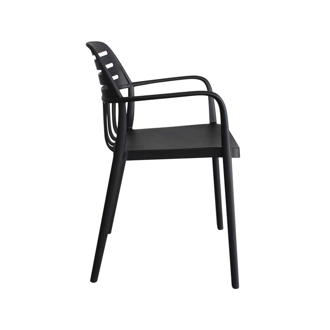 Black Stackable Outdoor Armchair – Weather-Resistant, Commercial-Grade & Space-Efficient