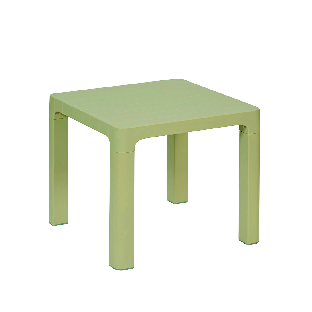 Split Assembled Horizontal Slatted PP Square Side Table Non-Stackable Plastic Patio End Table for Cafe Hotel Resort Wholesale