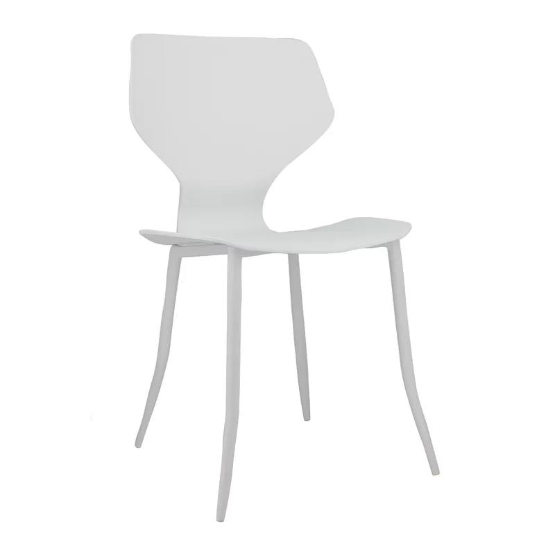 White Plastic Dining Chair With Metal Legs
