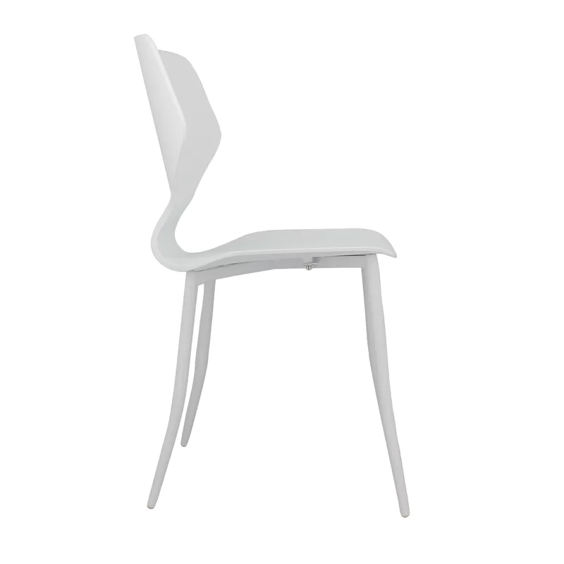 White Plastic Dining Chair With Metal Legs