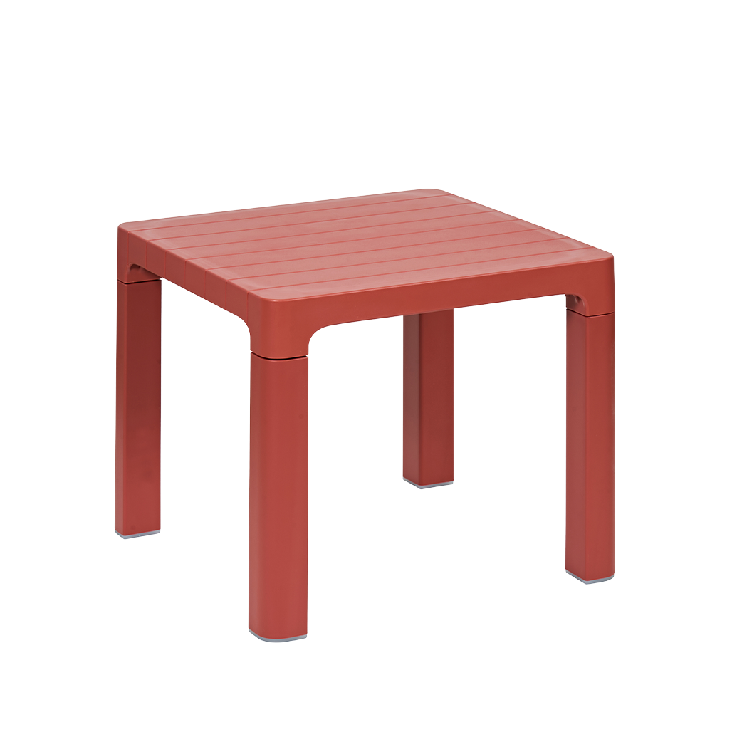 Split Assembled Horizontal Slatted PP Square Side Table Non-Stackable Plastic Patio End Table for Cafe Hotel Resort Wholesale