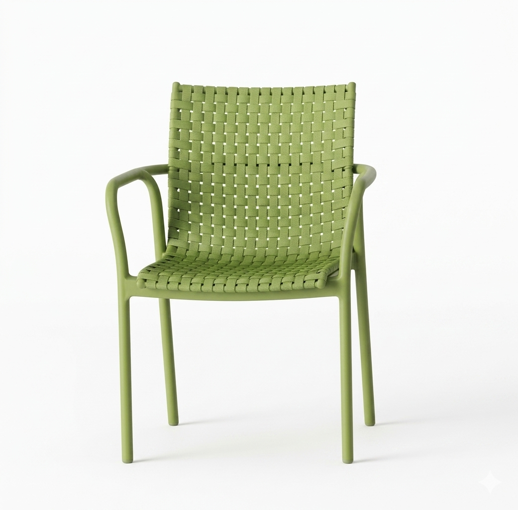PP Woven Armchair with Powder Coated Steel Frame | Outdoor Chair Manufacturer China