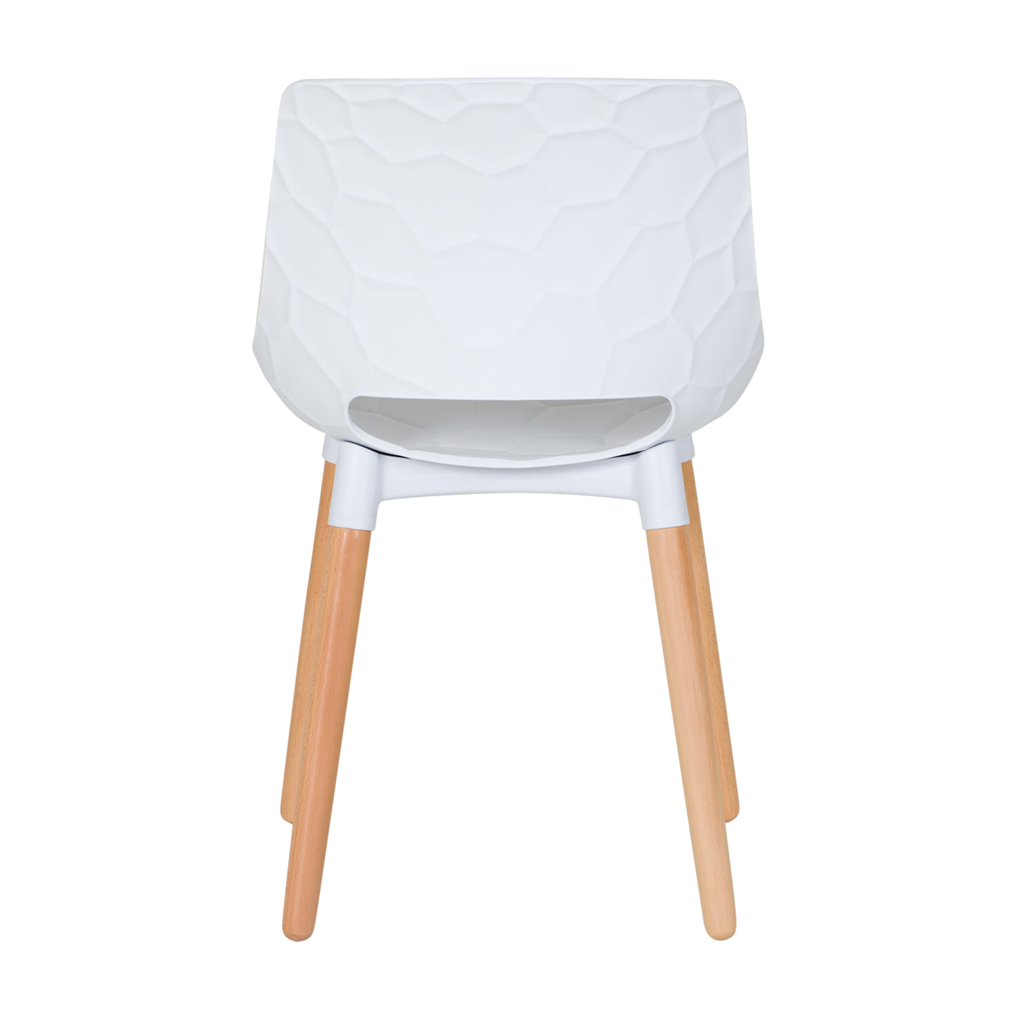 Honeycomb Embossed PP Plastic Dining Chair with Wood Legs - Indoor Side Chair for Restaurant, Cafe & Bistro