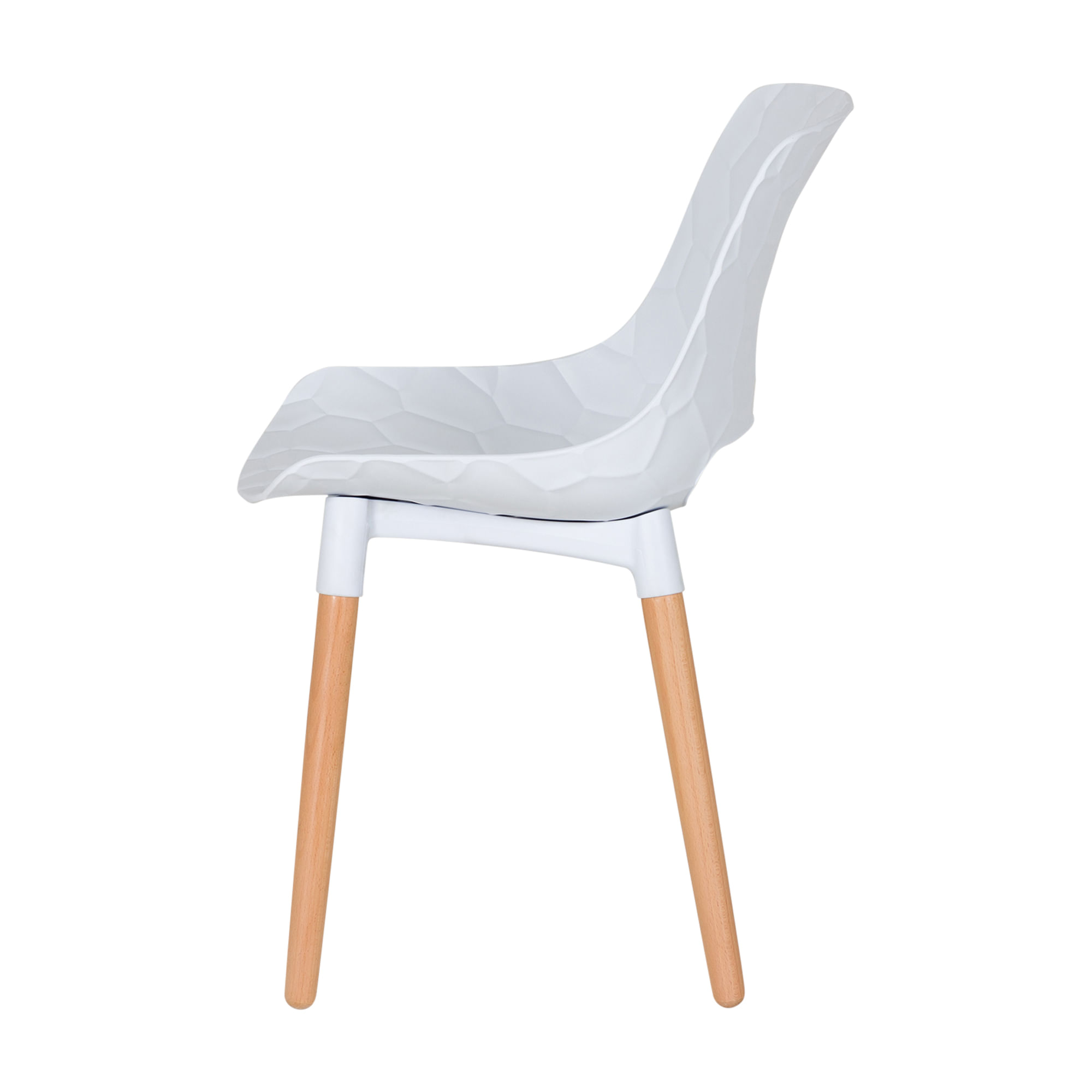 Honeycomb Embossed PP Plastic Dining Chair with Wood Legs - Indoor Side Chair for Restaurant, Cafe & Bistro