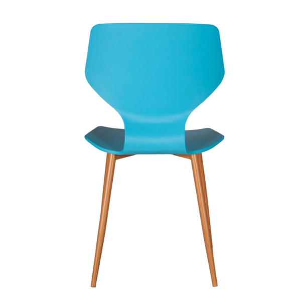 Blue Plastic Side Chair With Metal Feet