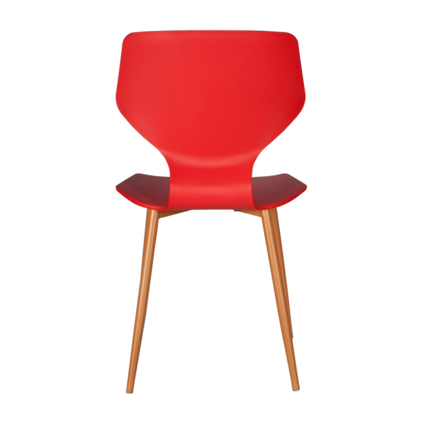 Red Plastic Side Chair With Metal Feet