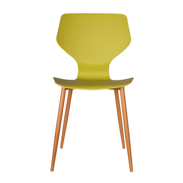 Mustard Plastic Side Chair With Metal Feet