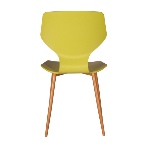 Mustard Plastic Side Chair With Metal Feet