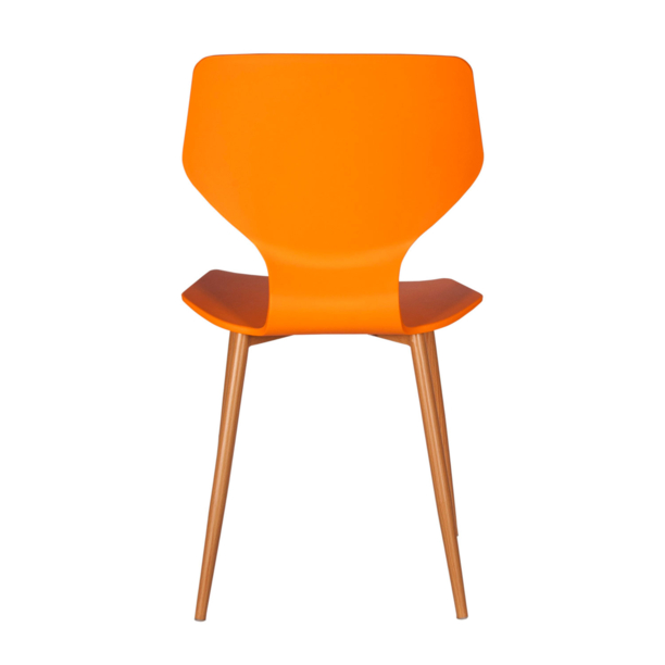 Orange Plastic Side Chair With Metal Feet