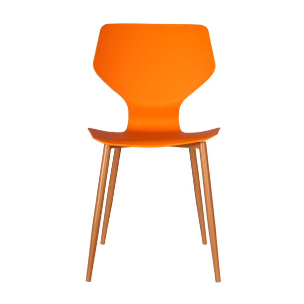 Orange Plastic Side Chair With Metal Feet