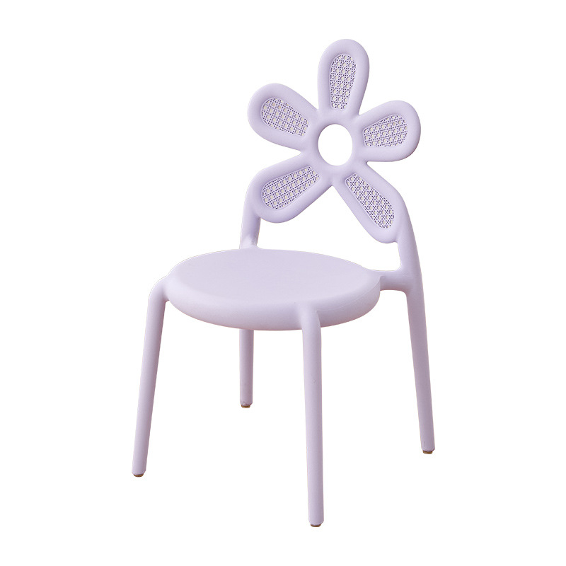 Kids PP Plastic Chair, Monoblock Injection‑Moulded Flower‑Shaped Backrest Children Dining Chair