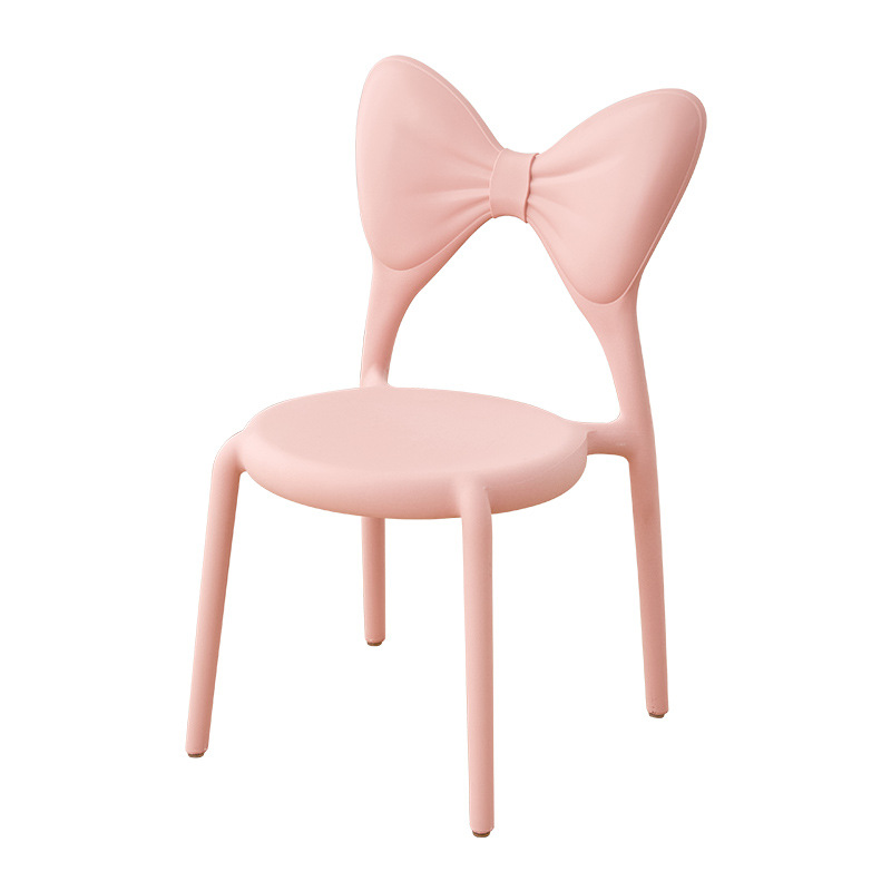 Kids PP Plastic Chair, Monoblock Injection‑Moulded Bow‑Knot Backrest Children Dining Chair