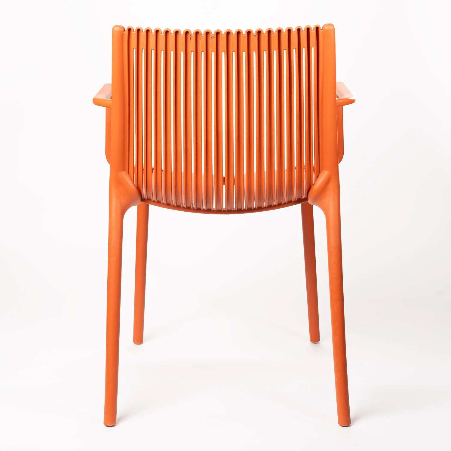 Modern Polypropylene Armchair with Vertical Slat Backrest for Outdoor Dining