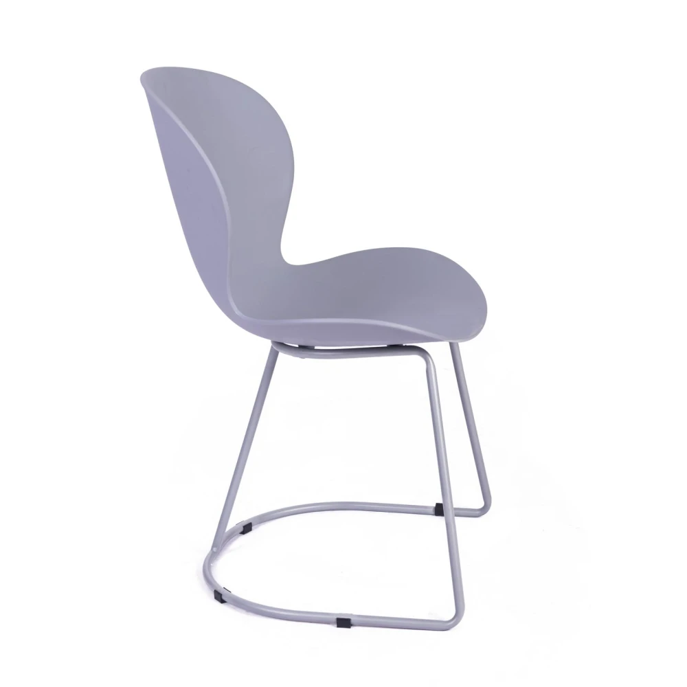 Light Grey Ergonomic Plastic Chair With Metal Base-PP Chair