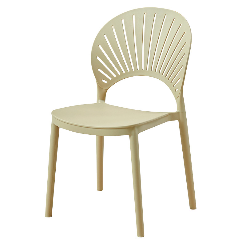 Kids PP Plastic Chair, Monoblock Injection‑Moulded Fan‑Shaped Slatted Hollow Backrest Children Dining Chair