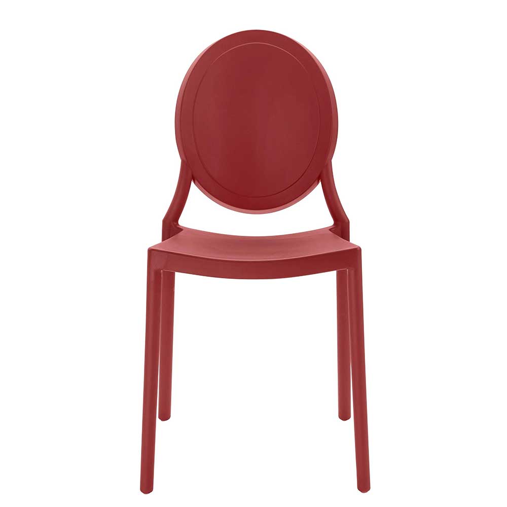 Modern Round Panel Back PP Plastic Outdoor Dining Chair - Stackable Patio Side Chair for Restaurant, Cafe & Bistro