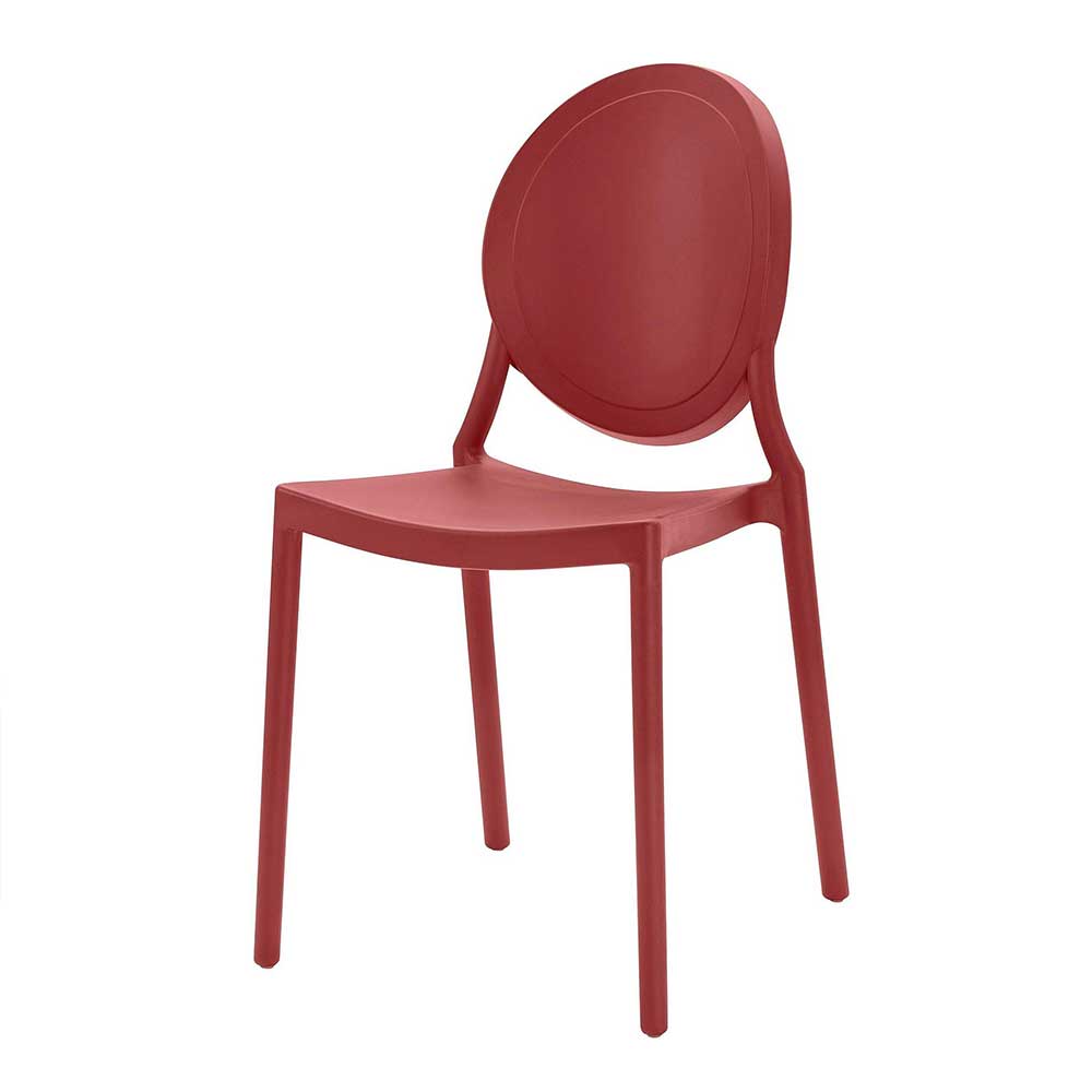Modern Round Panel Back PP Plastic Outdoor Dining Chair - Stackable Patio Side Chair for Restaurant, Cafe & Bistro