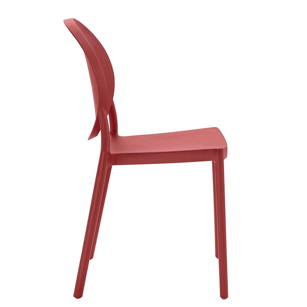 Modern Round Panel Back PP Plastic Outdoor Dining Chair - Stackable Patio Side Chair for Restaurant, Cafe & Bistro