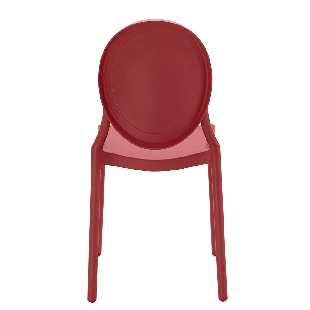 Modern Round Panel Back PP Plastic Outdoor Dining Chair - Stackable Patio Side Chair for Restaurant, Cafe & Bistro