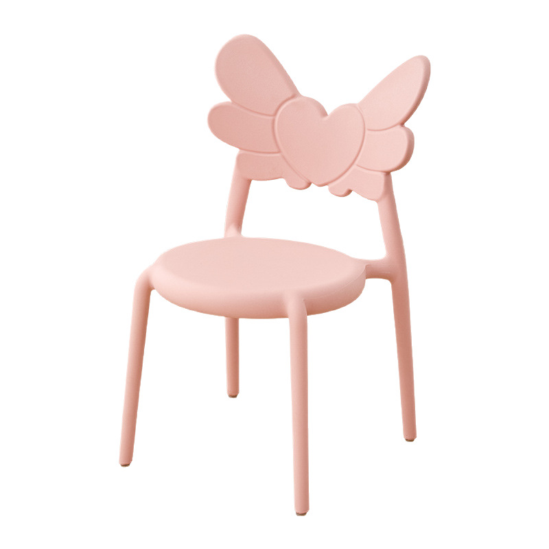 Kids PP Plastic Chair, Monoblock Injection‑Moulded Angel‑Wing & Heart‑Shaped Backrest Children Dining Chair