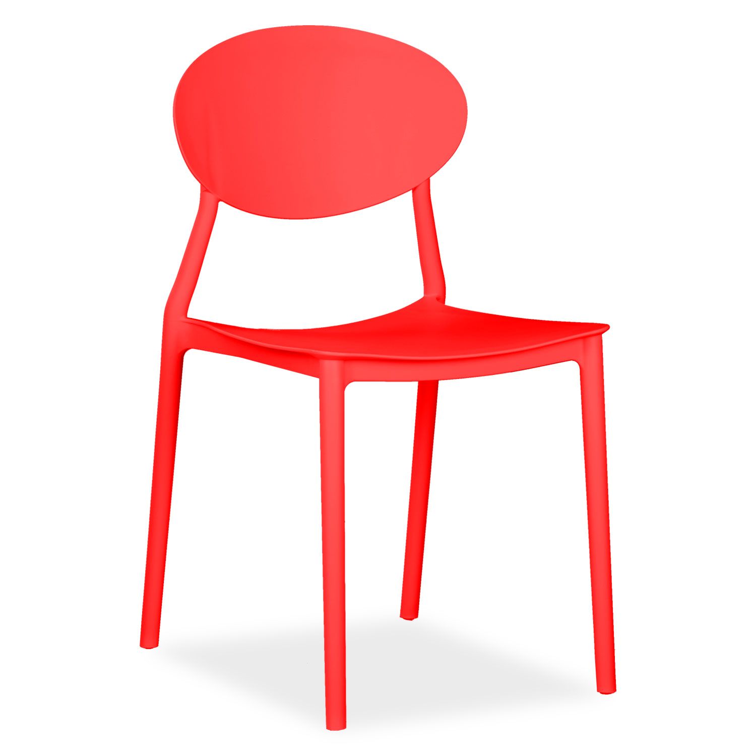 Modern Round Back PP Plastic Outdoor Dining Chair - Stackable Patio Side Chair for Restaurant, Cafe & Bistro