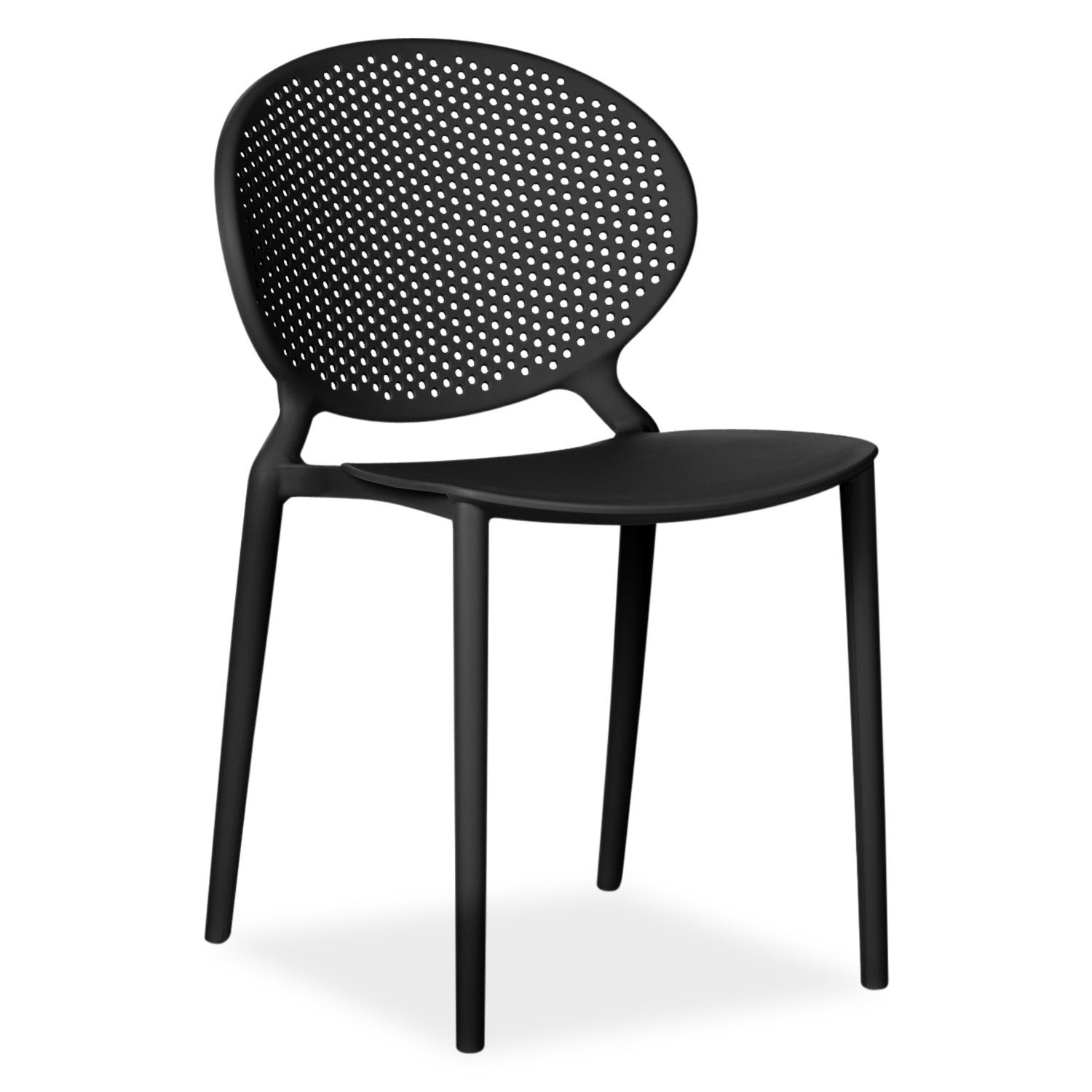 Breathable Round Perforated PP Plastic Outdoor Dining Chair - Stackable Patio Side Chair for Restaurant, Cafe & Bistro