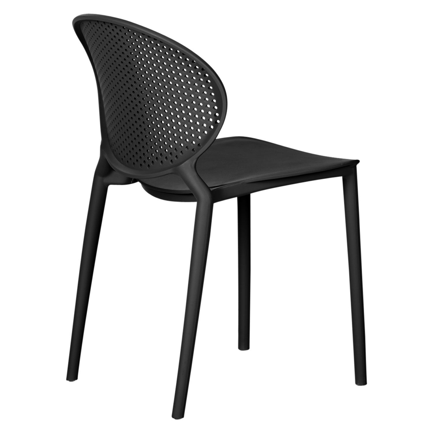 Breathable Round Perforated PP Plastic Outdoor Dining Chair - Stackable Patio Side Chair for Restaurant, Cafe & Bistro