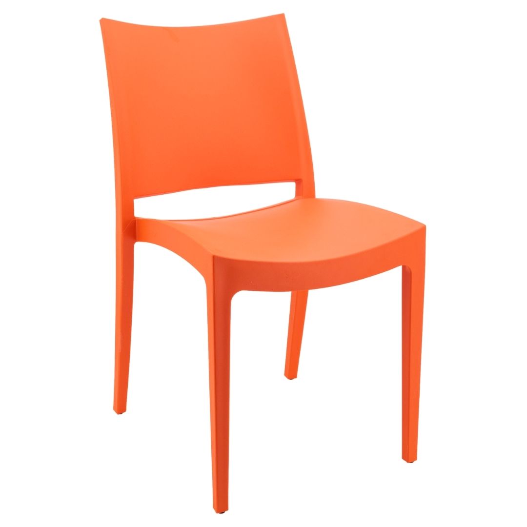 Modern Solid Back PP Plastic Outdoor Dining Chair - Stackable Patio Side Chair for Restaurant, Cafe & Bistro