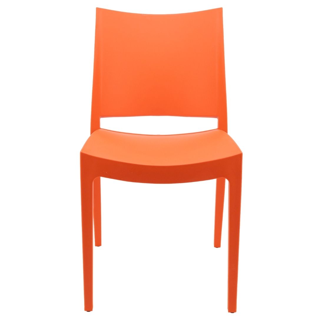 Modern Solid Back PP Plastic Outdoor Dining Chair - Stackable Patio Side Chair for Restaurant, Cafe & Bistro