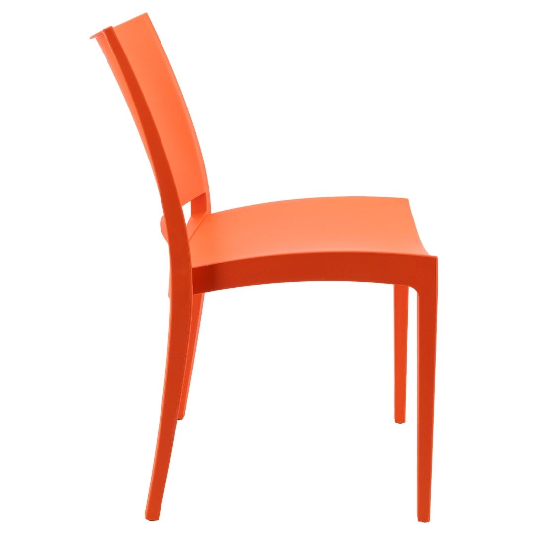 Modern Solid Back PP Plastic Outdoor Dining Chair - Stackable Patio Side Chair for Restaurant, Cafe & Bistro