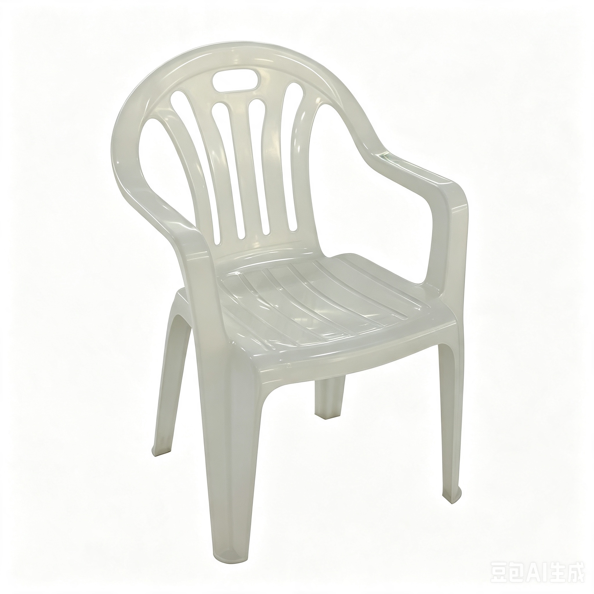 Monoblock PP Plastic Armchair, Vertical Slotted Hollow Backrest Stackable Outdoor Patio Garden Chair With Armrest for Cafe Restaurant