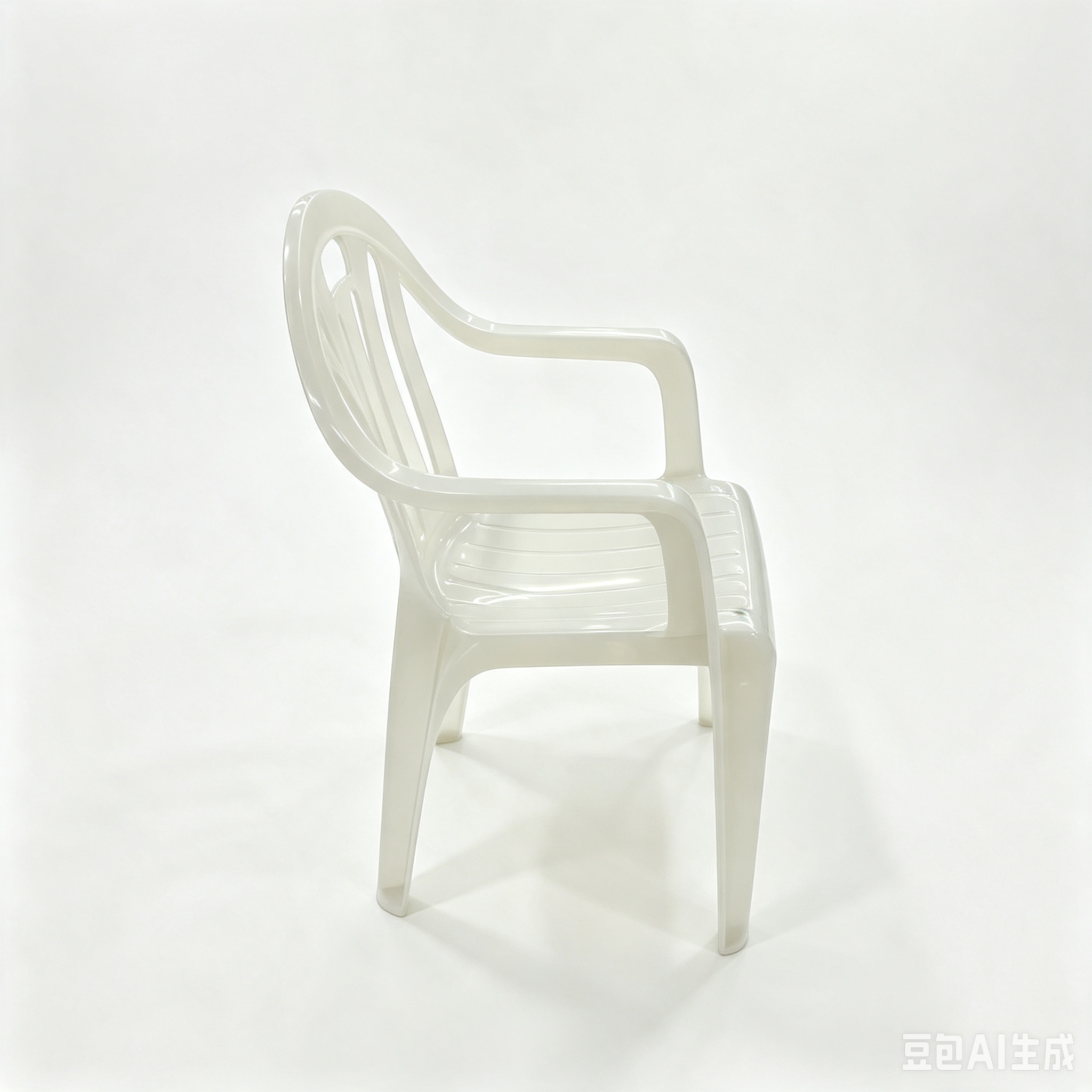 Monoblock PP Plastic Armchair, Vertical Slotted Hollow Backrest Stackable Outdoor Patio Garden Chair With Armrest for Cafe Restaurant