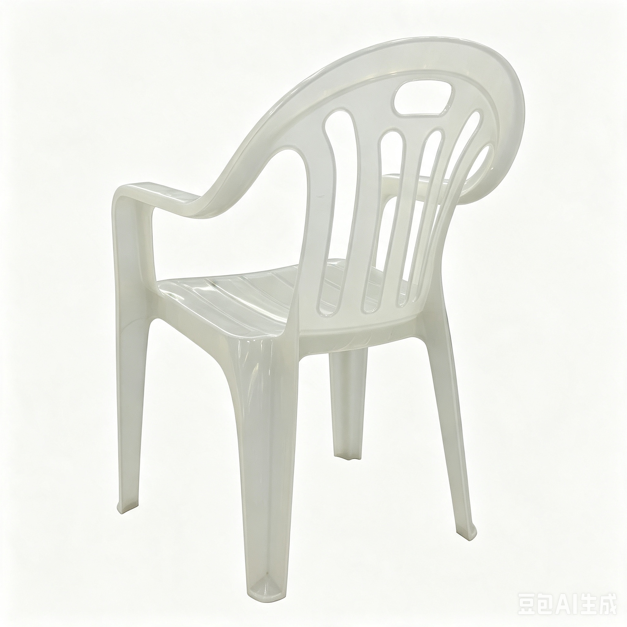 Monoblock PP Plastic Armchair, Vertical Slotted Hollow Backrest Stackable Outdoor Patio Garden Chair With Armrest for Cafe Restaurant