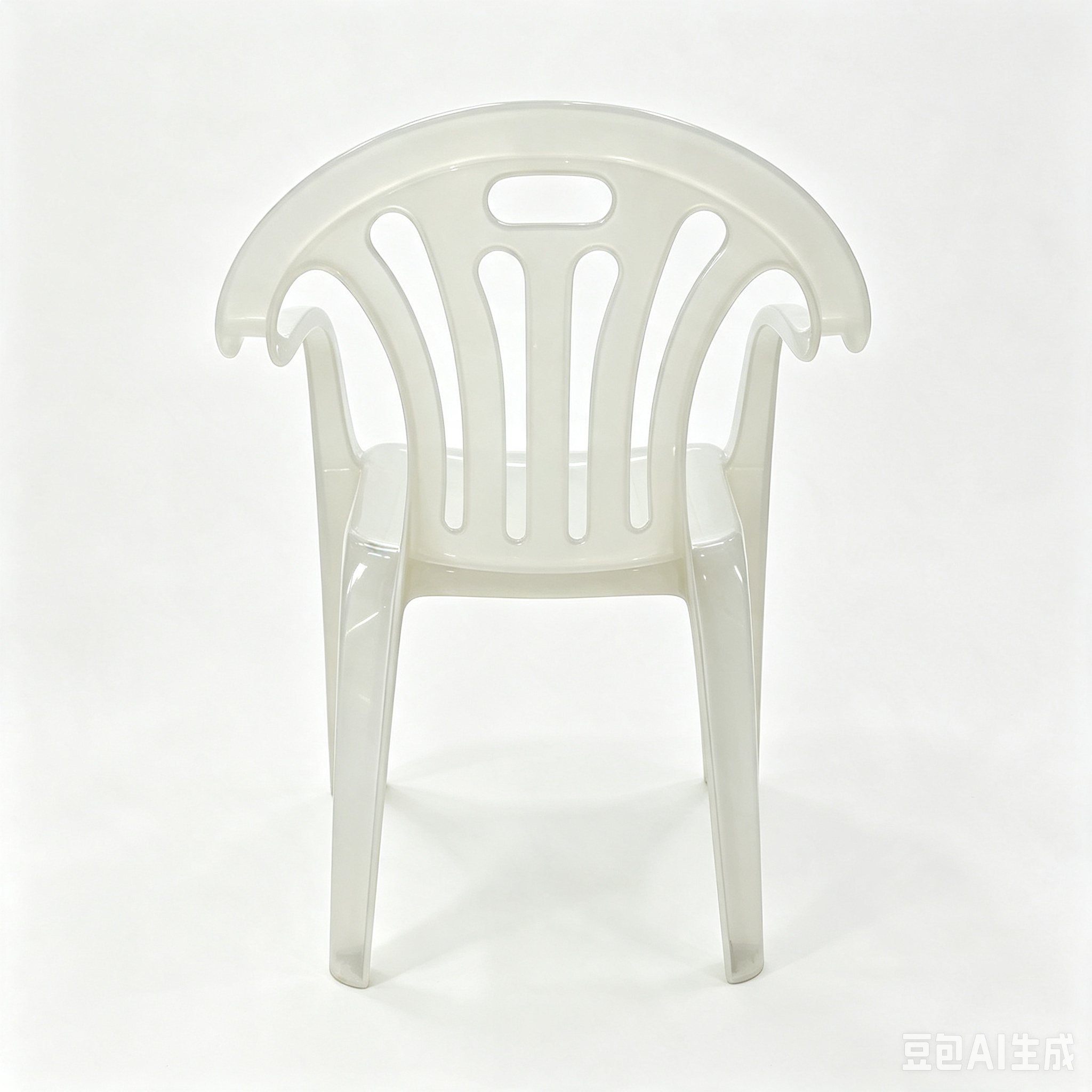 Monoblock PP Plastic Armchair, Vertical Slotted Hollow Backrest Stackable Outdoor Patio Garden Chair With Armrest for Cafe Restaurant