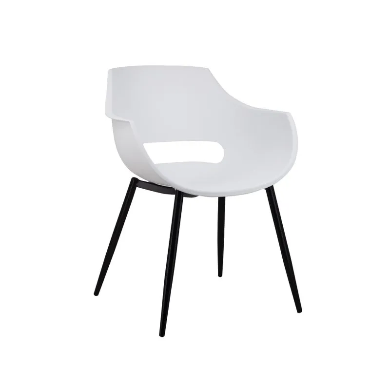 White Plastic Chair with Carbon Steel Base – Industrial Chic Seating Solution
